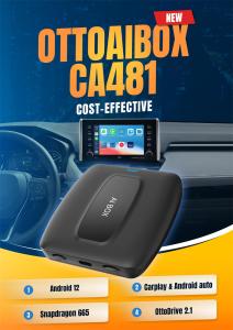 OTTOCAST CA481 Carplay Ai Box Android 12 QCM6125 Wireless CarPlay Android Auto Adapter 4+64G Wifi SIM