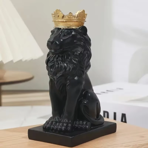 Tượng Sư Tử Thủ Công Sáng Tạo Có Vương Miện Chất Liệu Nhựa Resin Trang Trí Bàn Làm Việc Phòng Khách Văn Phòng Quà Tặng Chủ Đề Động Vật Cổ Điển
