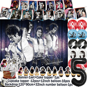 Đồ Dùng Tiệc Sinh Nhật Michael Jackson Chủ Đề Âm Nhạc Băng Rôn Bóng Bay Latex Vật Trang Trí Bánh Kem Vật Trang Trí Bánh Cupcake Phông Nền Cho Trẻ Em & Người Lớn