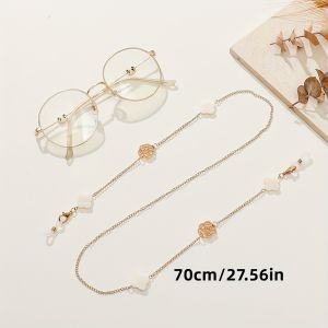 Elegant Camellia Glasses Chain for Women Zinc Alloy Anti-Slip Fashion Eyewear Holder Professional Theme for Reading Glasses