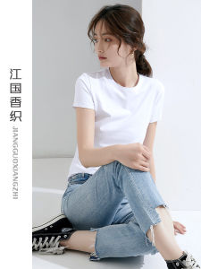 Womens White Cotton T-Shirt Summer New Loose Short Sleeve Base Shirt Pure White Cotton Inner Wear Non-Lightweight round Neck