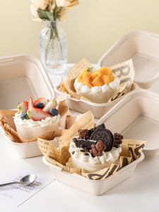 Disposable Polyester Bento Cake Box Packaging Box for Picnic Desert Sweet Treats and Rolls Compact Size