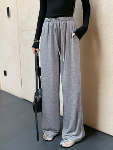 กางเกงขายาวทรงหลวมเอวสูงสีเทาสำหรับใส่ไปทำงาน กางเกงขายาวทรงหลวมสบายๆ สำหรับใส่ไปเดินเล่นในฤดูใบไม้ร่วงและฤดูหนาว