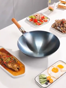 ✨Chef recommendation✨non-stick frying pan Does not rust wok 32cm 36cm 40cm cookware Heavy Duty Carbon Steel Wok No need to open the pot frying pan non stick cast iron pan Send spatula Pot lid 36cm 40cm
