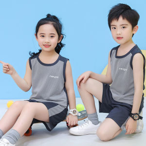 Childrens Sleeveless Suit 2023 Summer New Medium and Large Childrens Casual Sports Vest Fifth Pants Boys Girls Outer Wear