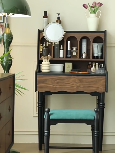 [PRE-ORDER] French Retro Solid Wood Vanity All-in-One Storage Cabinet Small Bedroom Nightstand Shelf Dressing Table