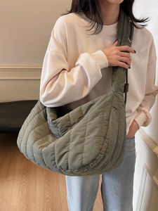New Large Capacity Cloud Folded Bag Drawstring Nylon Single Shoulder Dumpling Bag Commute Bubble Crossbody Bag for Women