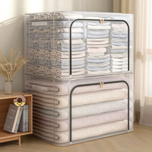 Storage Box box baju serbaguna jumbo Double Zipper Large 66L/110L Penyimpan PakaianLemari Baju Penyimpanan Serbaguna Kotak Mainan Multifungsi Rumah Bahan PVC tahan air box besar