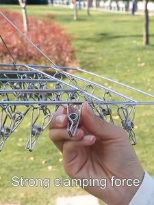 50Clips Stainless Steel Clothes Drying Rack Clothes Underwear Drying Hanger Swivel Hook Wind-proof Sock Rack