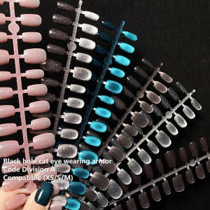 HNKMP 30pcs Cat Magnetic Press On Nail Pretty Fake Nails Detachable Full Nail Tips Wearable Fake Nails Simple Artificial Art Decor