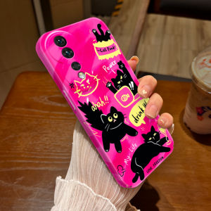 Luxurious Cat Design Mobile Phone Case for Huawei Honor 90 Series Cute Pink Black Cat Theme Available in 10 Sets Youthful Style