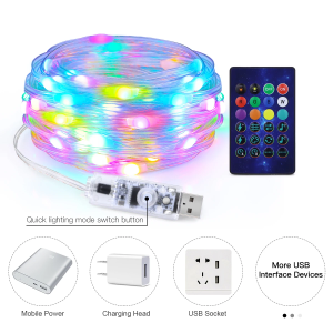 20M 10M USB 5V Smart RGBIC LED Strip Light String Dream Color Bluetooth Music APP Addressable For Party Garland Festival Decor
