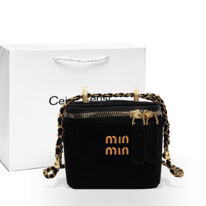 กระเป๋าถือทรงกลมผ้าฝ้ายสไตล์ย้อนยุคสำหรับผู้หญิง กระเป๋าสะพายข้างโซ่แฟชั่นขนาดเล็ก กระเป๋าถือ PU สำหรับวัยรุ่น