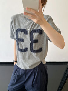 Washed Ripped Embroidered Shoulder Fit American Retro Sport Style T-Shirt