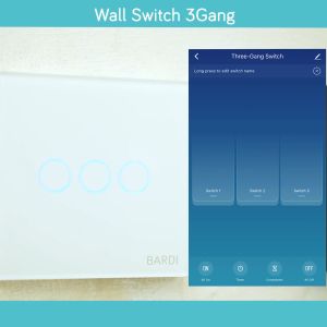 BARDI Smart Wall Switch EU3 Gang PUTIH Saklar WiFi Touch Sentuh