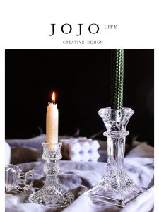 Jojos L. PD Exquisite Crystal Candle Holder Nordic Style Glass Chandelier Candlelight Dinner Decorative Home Accessories