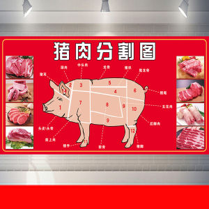Native Pork Split Picture Part Exploded View Stickers Fresh Produce Supermarket Butcher Shop Promotional Stickers Wall Stickers Poster Decoration Painting