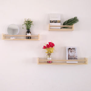 Creative Wall Mounted Shelf Real Wood Bedroom Sofa Background Wall Decorative Rack Storage Bedside Rack Modern Minimalist Style