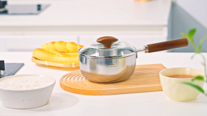 SUPVIBE 304 stainless steel milk pot baby food pot wooden handle hot milk breakfast pot multifunctional