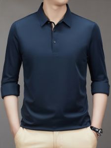 HENGYUANXIANG | Mens Business Casual Comfortable Turn-down Collar Polo Shirt