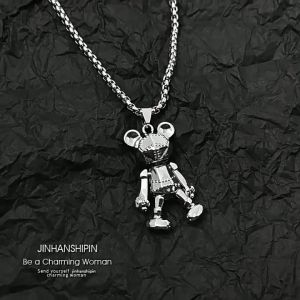 [Local Stock Ready] Movable Bear Necklace | Trendy Hip-Hop Punk | Long Versatile Sweater Chain | Trendy Couples Pendant