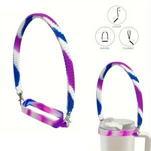 Silicone Water Bottle Handle Sling Holder with Shoulder Strap Fit Most 40OZ Bottles Universal Bottle Lanyard Adjustable Strap