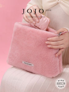 JOJOS L PD Brightness Plush Rabbit Velvet Flat Mouth Clutch Makeup Bag Soft Fabric Cosmetic Pouch for All Gender