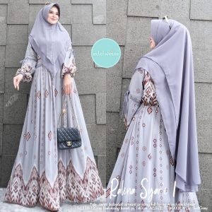RALINA SYARI BY EDELLWEIS BAJU DRES SYARY SET HIJAB BAHAN CERUTY BABYDOL ARMANY FULL FURING LD 110-120 BAJU LEBARAN KEKINIAN 2024