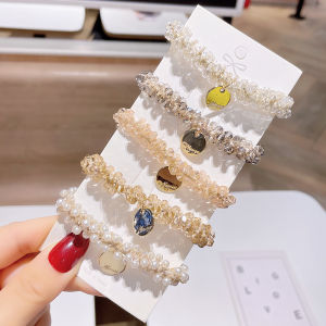 Fashionable Colorful Crystal Hair Ties And Bracelets for Women Simple Elastic Hair Bands Popular Online Head Ties Dual-Purpose