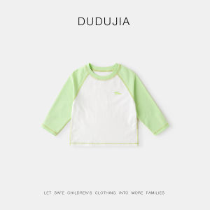 Dudujia Long Sleeve T-Shirt Color Block Design Childrens Clothing for Girls And Boys Trendy Autumn Wear Cotton Polyester Blend