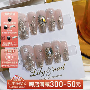 Lilynail Wave Light Gilding Pearl Hand-Worn Nail Short 2024 New Arrival Nail Sticker Fancy Nail Stickers