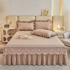New Pure Color Bed Skirt Single Piece Cotton Bed Cover with Skirt Edge Four Seasons Universal Bed Apron Cover Home Textile