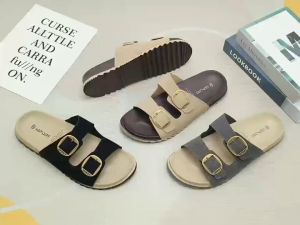 TATA FASHION High Quality Artificial Leather Thick and Solid Sole Korean Sandals for Men Soft Foot Cushion with Buckles Adjustable Strap Beach Slippers Menswear