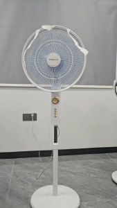 16 Inch Floor Standing Fan Adj Vertical Fan  7 Blades Quiet Round Base Timing Can Shake Head
