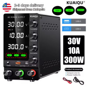 【One Year Warranty】KUAIQU 2024 Newest OCP OVP DC Adjustable Laboratory Power Supply 30V 10A 60V 5A Output Switch USB-A TYPE-C Port Fast Charging 120V 3A for Cell Phone Repair Component Inspection