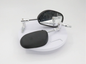 BLACK STEM ROUND SIDE MIRROR NON-GRADED LENS 10MM 2PCS UNIVERSAL FOR HONDA YAMAHA MOTORCYCLE