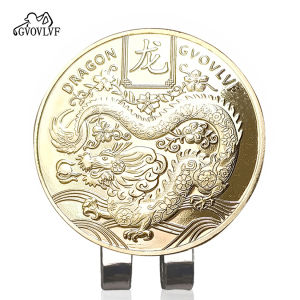 Removable Golf Ball Marker Year of the Golden Dragon With Magnetic Hat Cap Clips Gift For Golfer Boys Girl Alloy Marker