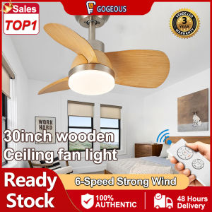 GOGEOUS NEW 24inch ceiling fan with light modern ceilings fan tricolor dimming 6 speed wind wood ceiling fan with led light with remote control ceiling fan light ceiling fans for living room bedroom dinning garage