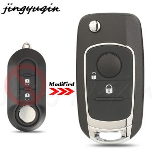 Jingyuqin 2/3BTN Modified Flip Folding Remote Car Key Shell Uncut SIP22 Blade For Fiat 500 Panda Punto Bravo Ducato Tipo Egea