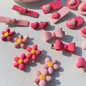 Korean Cute Girl Hairpin Sweet Pink Series - All-match Simple Love Bangs Clip Bow Girl Heart - Pink Side Hair Clip - Korean Version - Simple and Traceless Bangs Hairpin