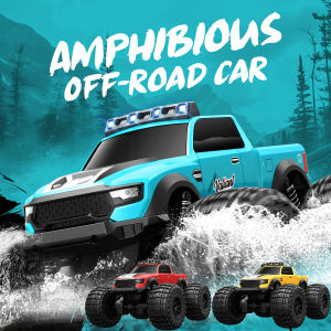 Amphibious RC Truck 2.4G Off Road Large Remote Control Car With Headlights All Terrain RC Car Toys 360° Stunt Rotation Gift for Birthday Christmas for Kids Boys