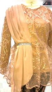 Kebaya Salendang Tile Full Puring dan Rok Plisket Batik Premium Adzani Fashion