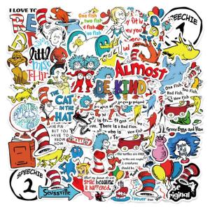Dr. Seuss Motivational English Cartoon Stickers 50 Pieces Notebook Helmet Picture Frame Desktop Insulated Mug Skateboard Tablet DIY Waterproof Stickers