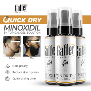 Gaffer 5% Quick Dry Minoxidil Gel Hair Growth Scalp Solution for Men | Beard Growth Formula for Fuller Beard Mustache & Hair (3-Month Supply)