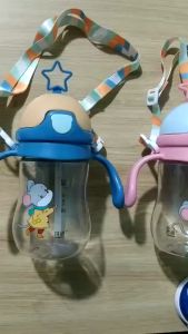 Bình nước cho bé Bình nước có ống hút cho bé tập uống có van chống sặc cao cấp 300ml bằng nhựa PP chịu nhiệt tốt có tay cầm tiện lợi