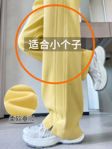 Yellow Wide Leg Pants Womens Spring Autumn Small Size Slim Version Banana Sports Casual Straight Tube Sweatpants