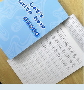 Cartoon Cat 16K Blank English Exercise Book for Beginners Eye Protection Large Grid Kindergarten Cute English Practice Book