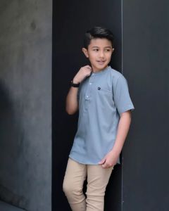 Baju Kurta Koko Couple Ayah Dan Anak Laki Laki Lengan Pendek Baju Muslim Baju Koko Couple Motif Polos Bahan Katun Tebal Adem Menyerap Keringat