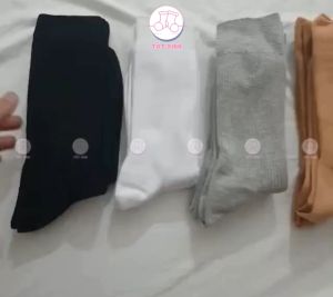 Tất dệt kim công sở cổ cao màu tím than đen trắng xám