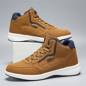 ORNGMALL รองเท้าผ้าใบลำลองหุ้มข้อวินเทจของผู้ชายทุกฤดูกาลสีพื้นหนังสังเคราะห์ด้านบน-นิ้วเท้ารอบ Comfort ระบายอากาศพื้นรองเท้า EVA ด้านในผ้าสำหรับทุกวันและใช้งานกลางแจ้ง